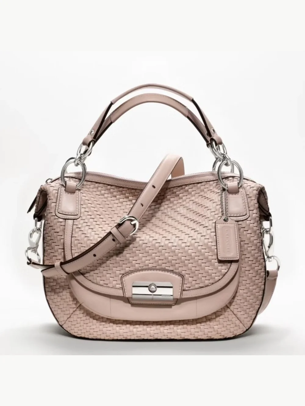 Coach Kristin Mushroom Woven Leather Satchel Crossbody